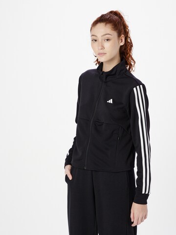 ADIDAS PERFORMANCE Sports sweat jacket 'Train Essentials 3-Stripes' in Black: front