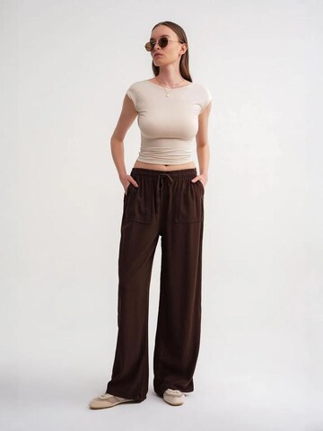 Wide Leg Pantalon 'Hose' MixRay en marron : devant