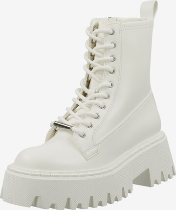 STEVE MADDEN Lace-Up Ankle Boots in White: front