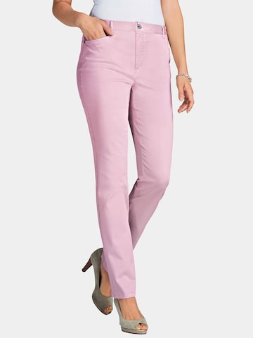 Goldner Slim fit Pants 'Anna' in Pink: front
