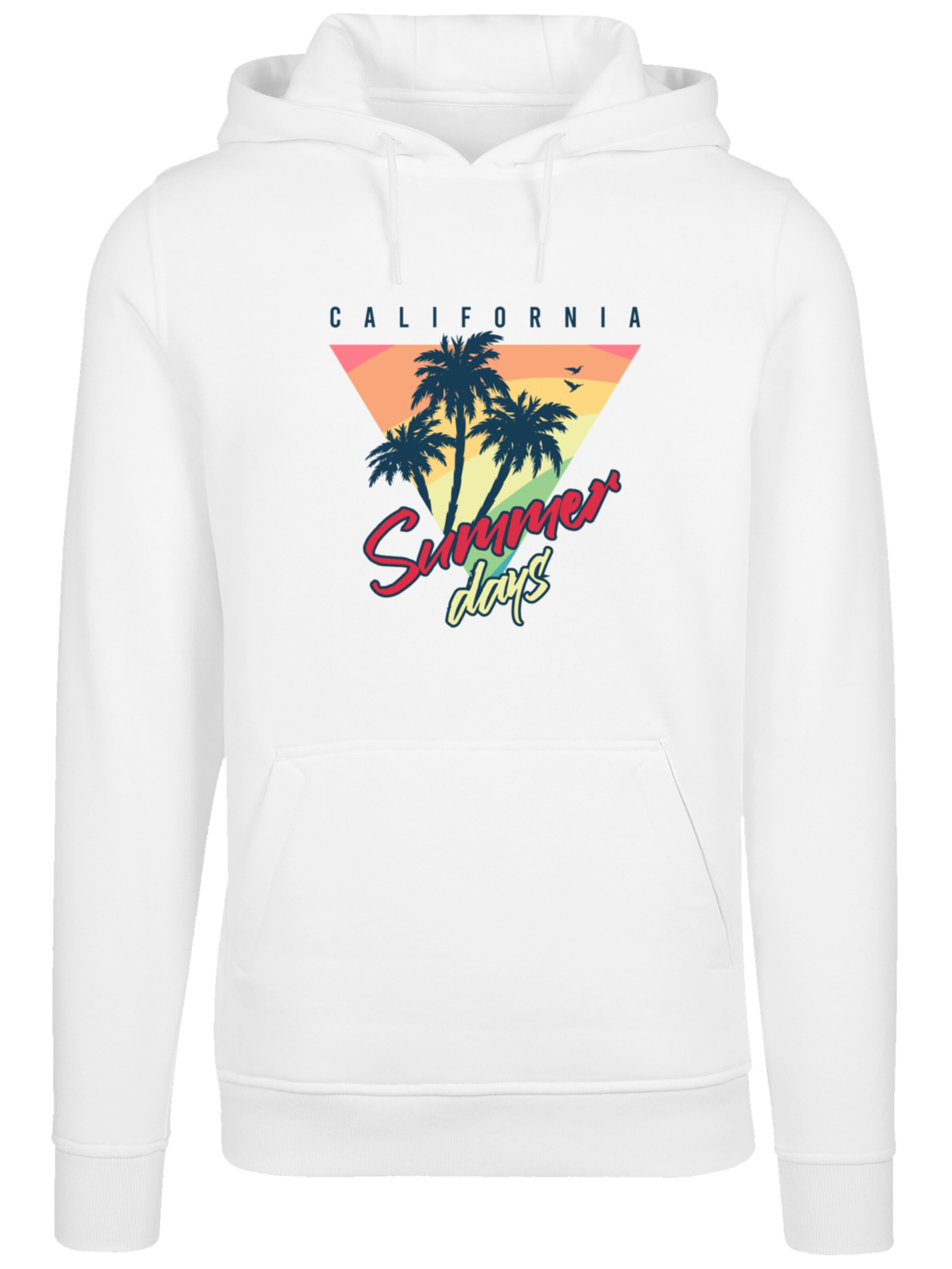 Sweat-shirt 'California Palmen Retro' F4NT4STIC en blanc : devant