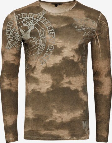 Rusty Neal Cooles Longsleeve mit angesagtem Allover-Print in Grün: predná strana