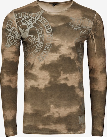 Rusty Neal Cooles Longsleeve mit angesagtem Allover-Print in Grün: predná strana