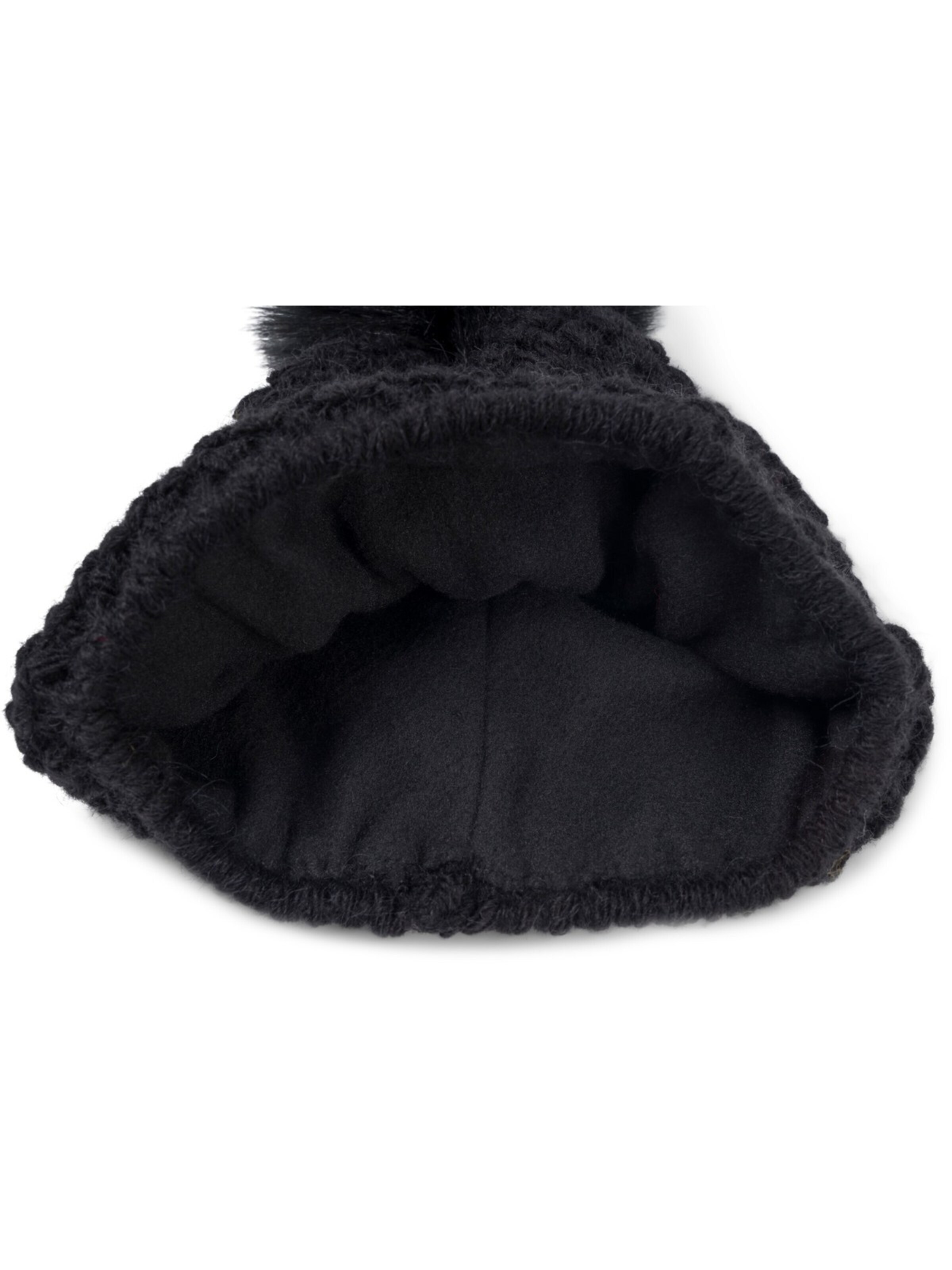 styleBREAKER Beanie 'Kinder Bommelmütze V-Muster Gehäkelt' in Black