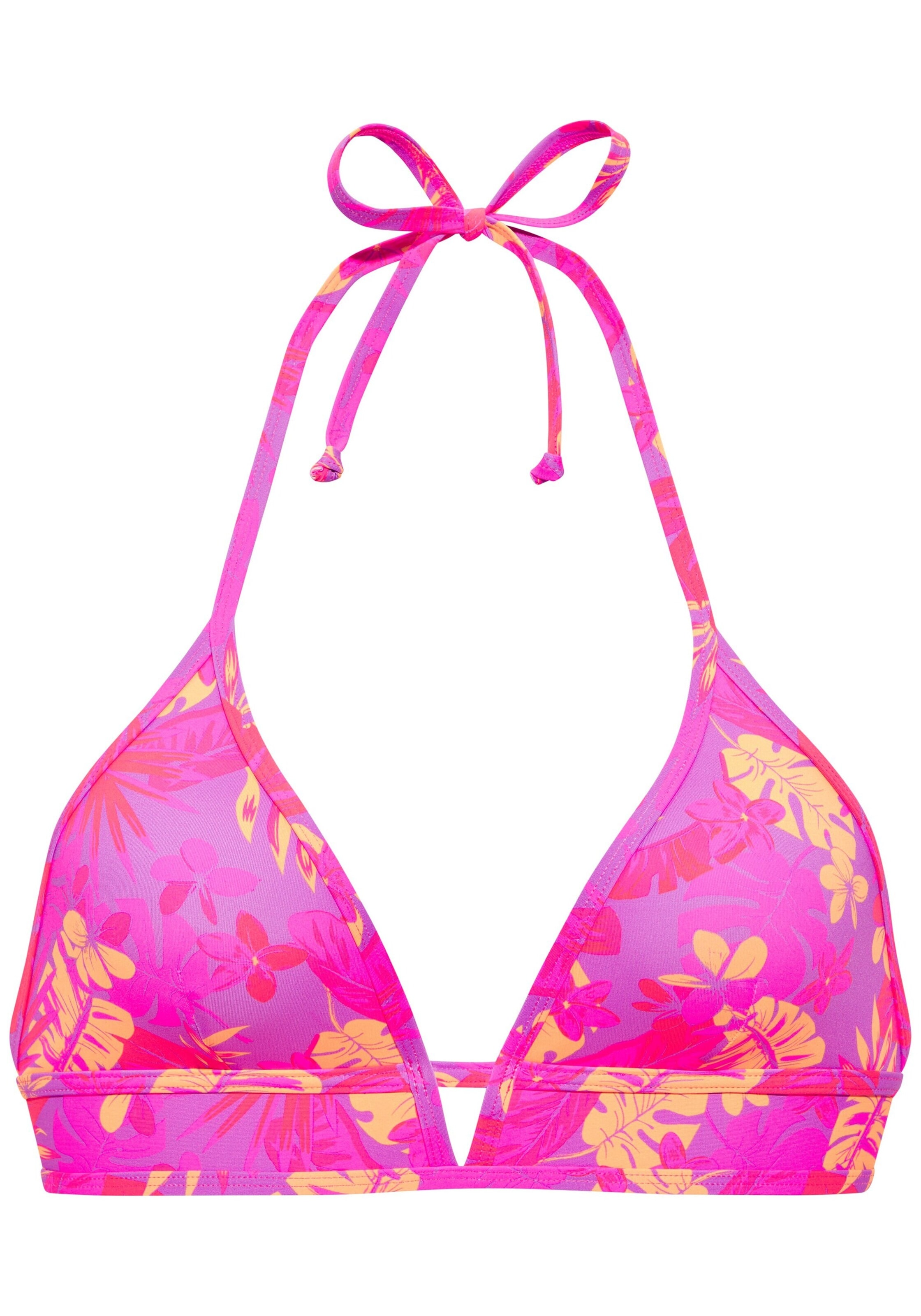 Sutien costum de baie pe 65/A/B VENICE BEACH pe galben neon / mov liliachiu / portocaliu, Vizualizare produs