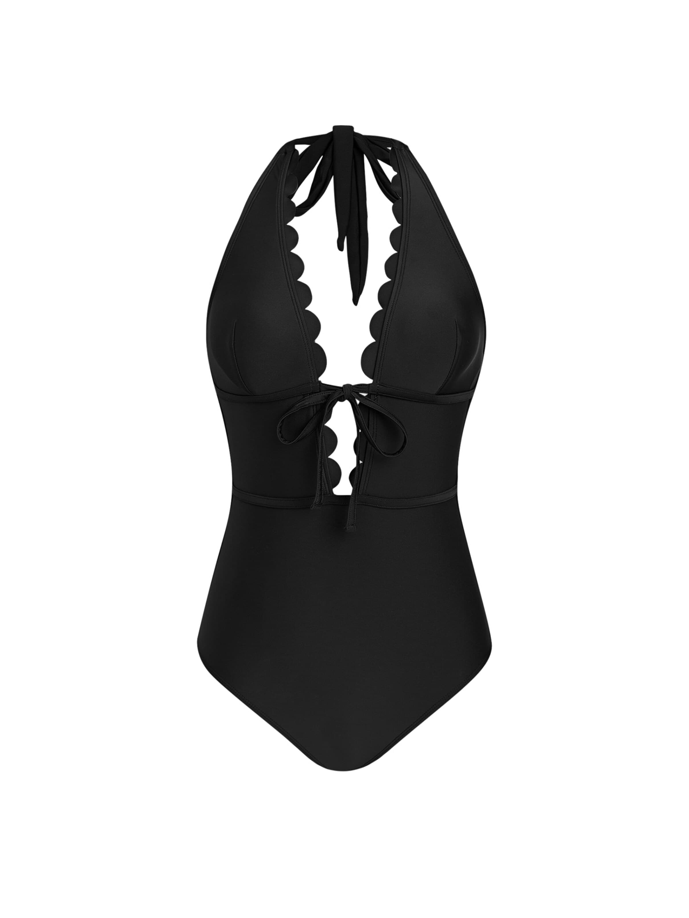 Cupshe Bustier Badeanzug 'Deep V-neck'‌‌‌ in Schwarz: Vorderseite