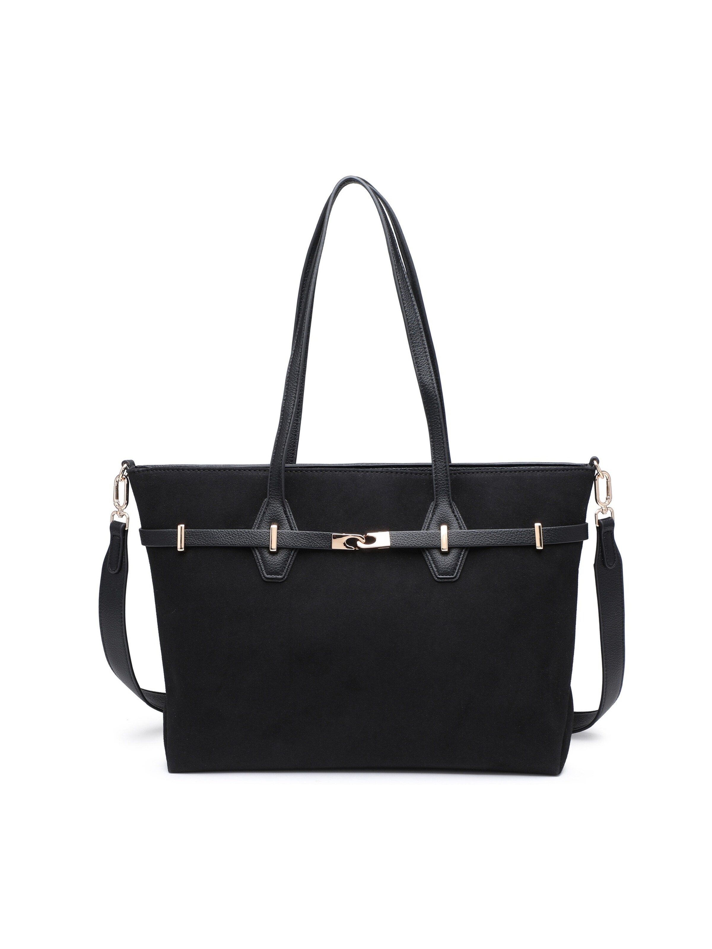 Borsa a mano 'Borsa a Mano Donna Ecopelle - Modello KSD52134 con Tracolla Staccabile' di Kassandra in nero: frontale