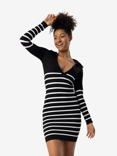 No Matter What Gebreide jurk 'Elbise' in de kleur Zwart / Wit, Productweergave