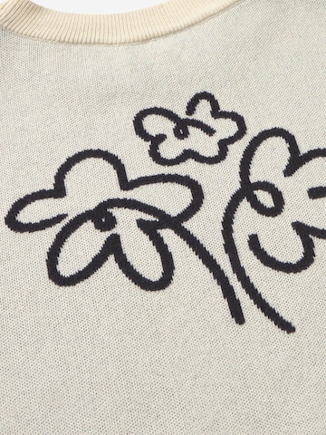 Pulover 'Flower Rope' de la Thinking MU pe alb