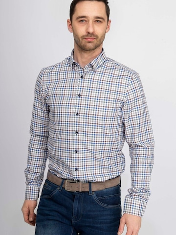 Suitable Slim fit Overhemd in Bruin: voorkant