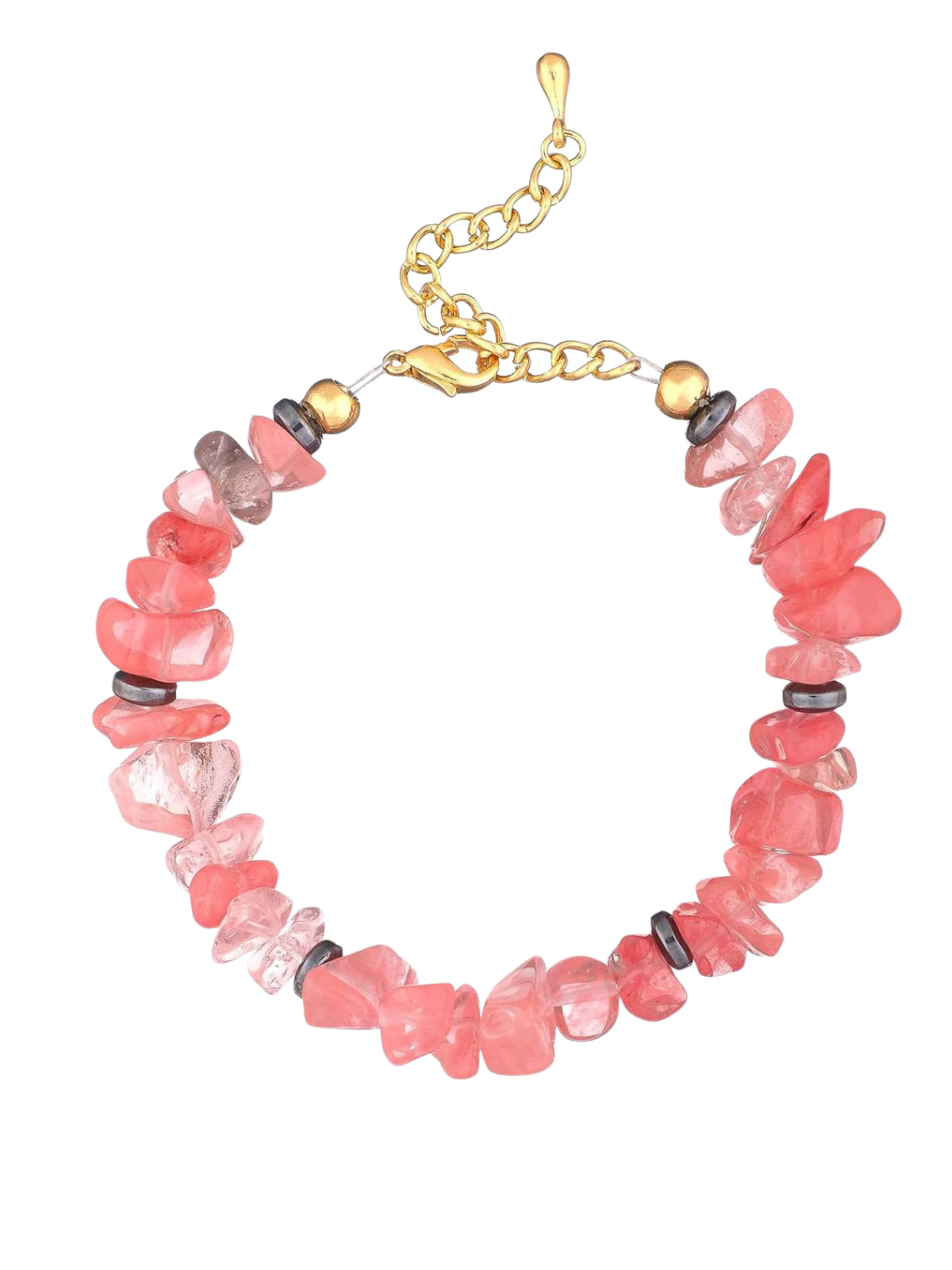 THE GEM STORIES JEWELRY Bracelet 'Tourmaline Chips' in Pink: front