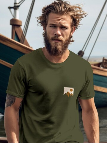 Neverless Shirt 'Mointain Badge' in Grün