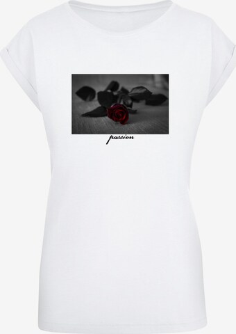 Mister Tee Shirt 'Passion Rose' in Wit: voorkant