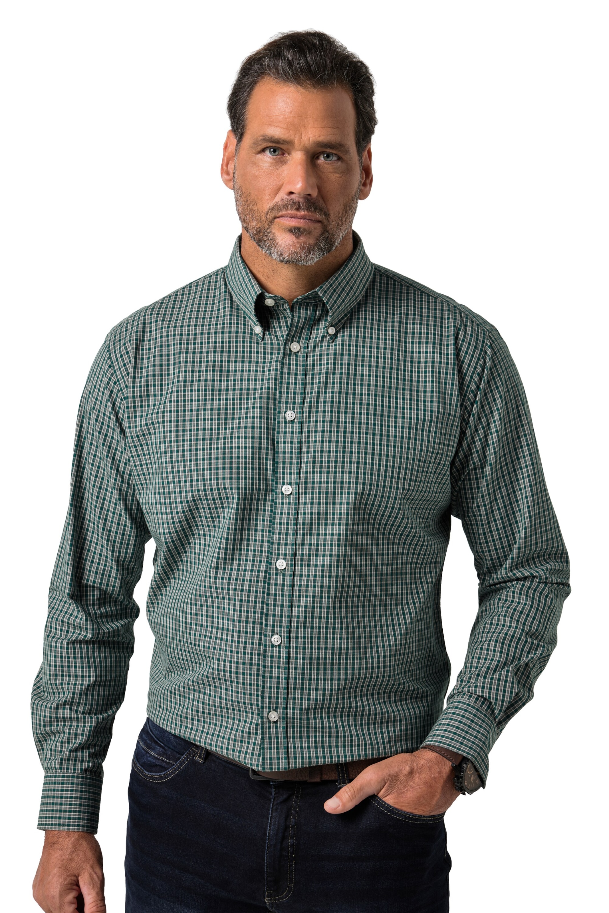 JP1880 Regular fit Overhemd in Groen: voorkant