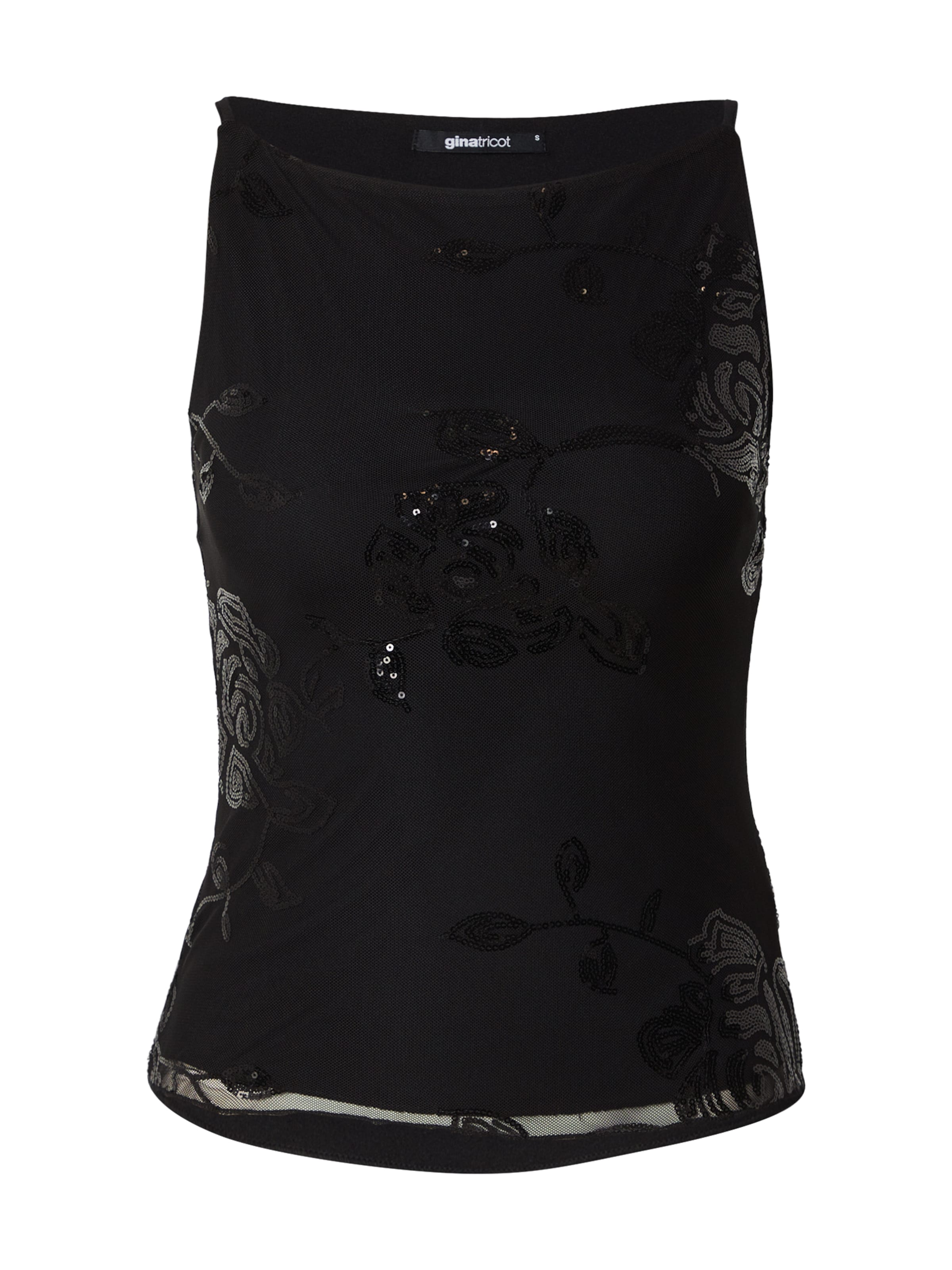 Gina Tricot Τοπ 'Floral' σε μαύρο: μπροστά