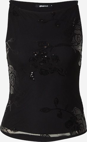 Top 'Floral' di Gina Tricot in nero: frontale