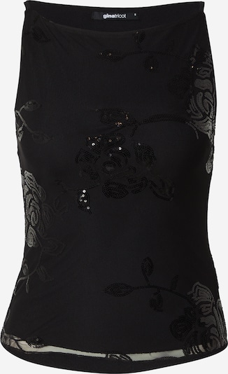 Gina Tricot Haut 'Floral' en noir, Vue avec produit