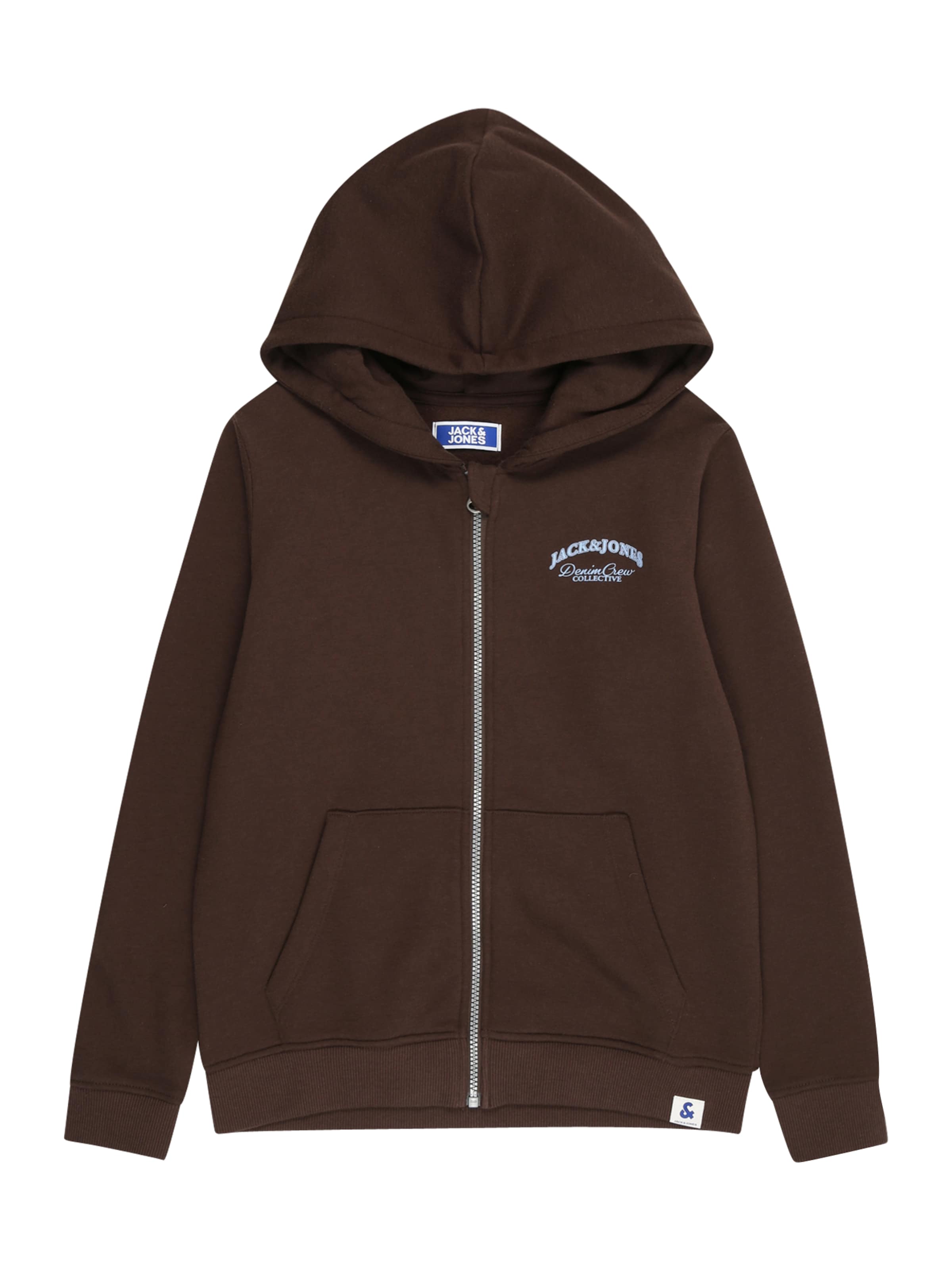 Jack & Jones Junior - Sudadera con cremallera en marrón: frente