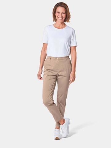 Goldner Regular Pleated Pants 'Anna' in Beige