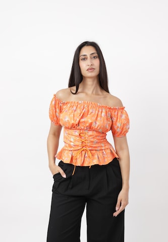 Elara Blouse in Oranje: voorkant