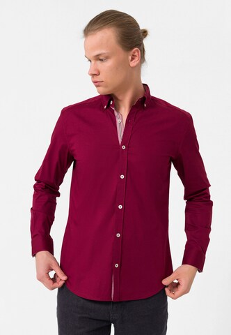 Coupe slim Chemise Felix Hardy en rouge : devant