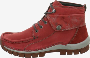 Wolky Lace-Up Ankle Boots in Red