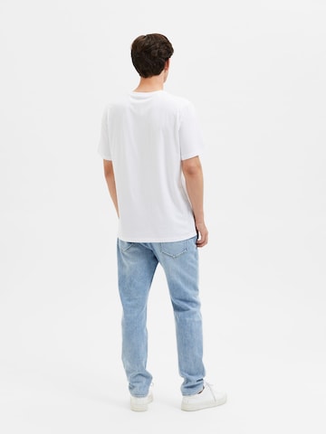 T-Shirt 'ASPEN' SELECTED HOMME en blanc