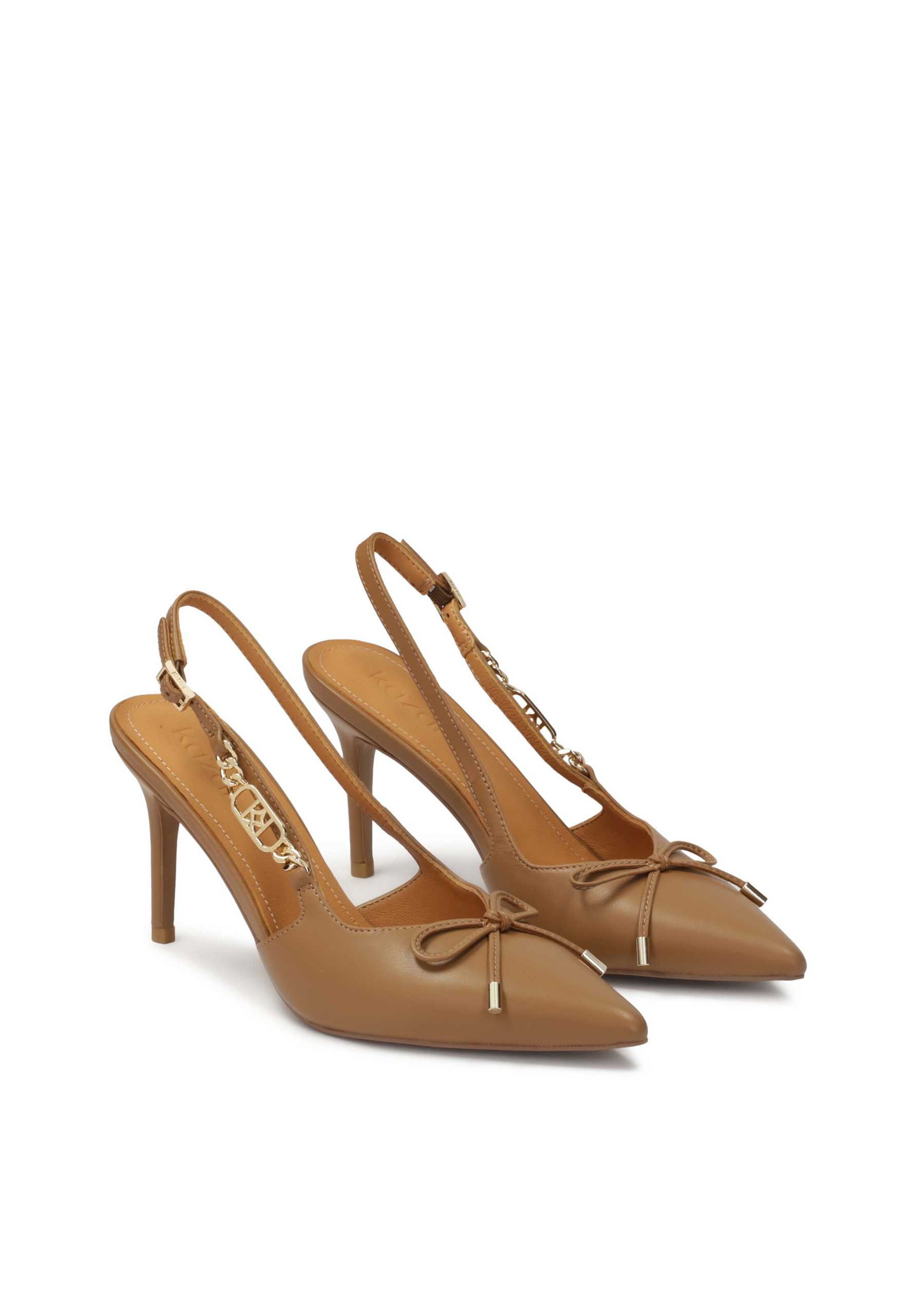 Kazar Čevlji s peto in s paščki | rjava barva