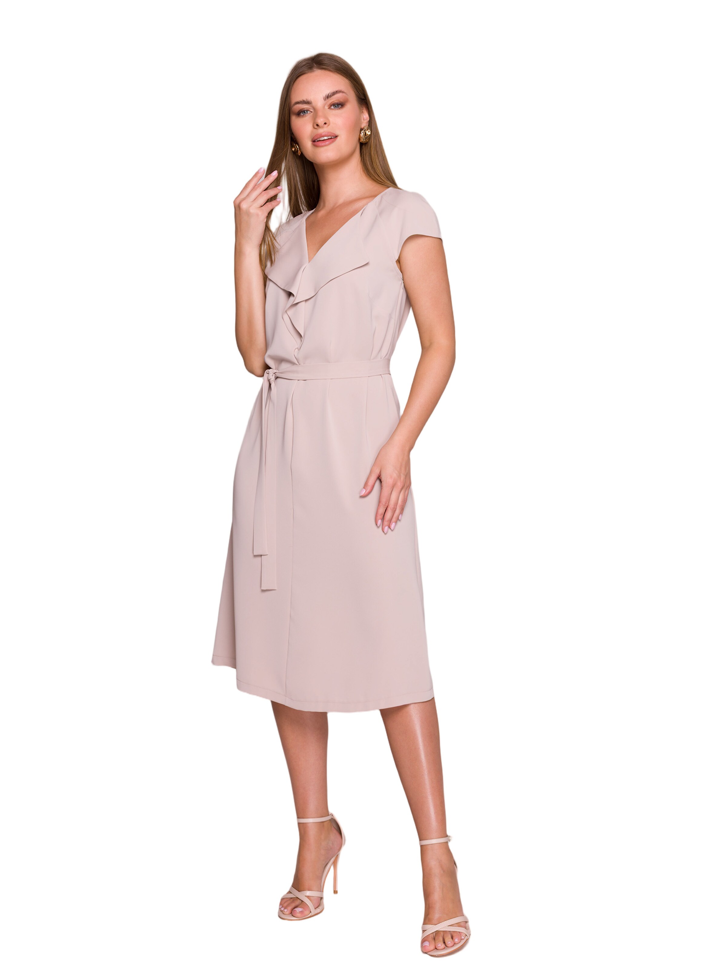 Stylove Šaty 'Sukienka z żabotem' – béžová