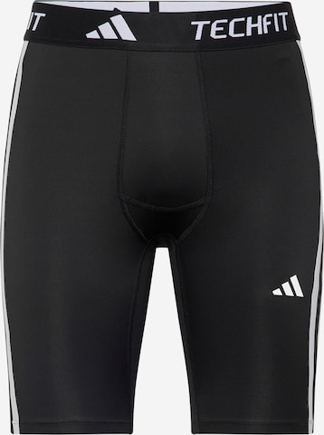 juoda ADIDAS PERFORMANCE Siauras Sportinės kelnės 'TECHFIT Compression Training 3-Stripes Short': priekis