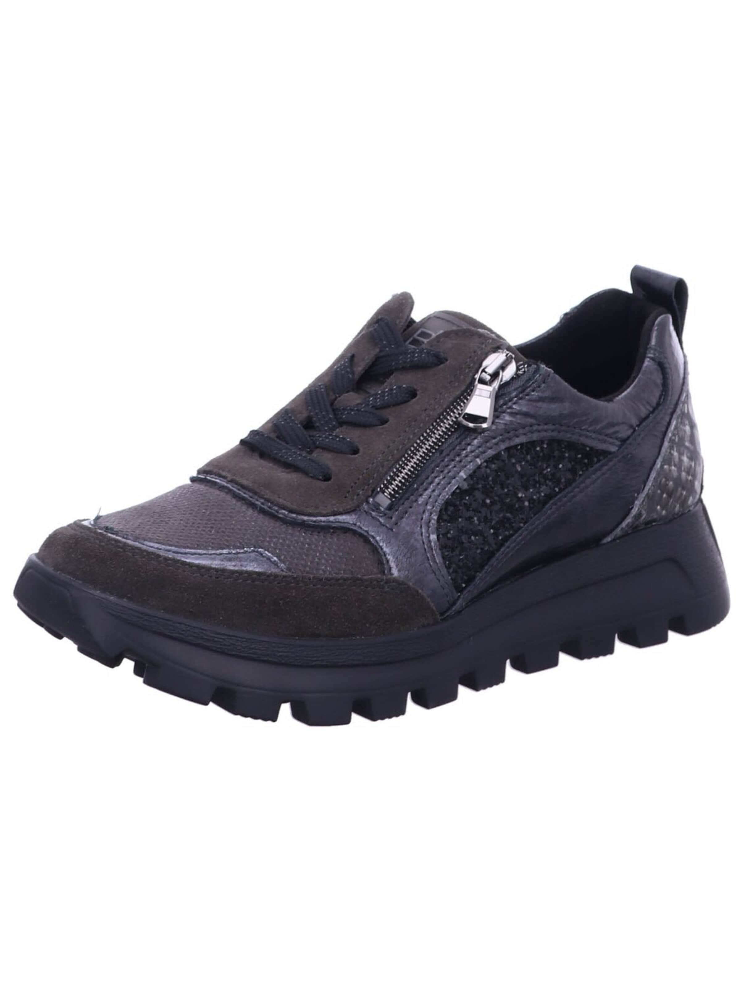WALDLÄUFER Platform trainers 'Schnürschuh Damen 993H01-600 696 Leder-Mix in grau' in Grey: front