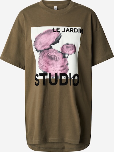 ONLY T-shirt 'PIXIE' en olive / rosé / noir / blanc cassé, Vue avec produit