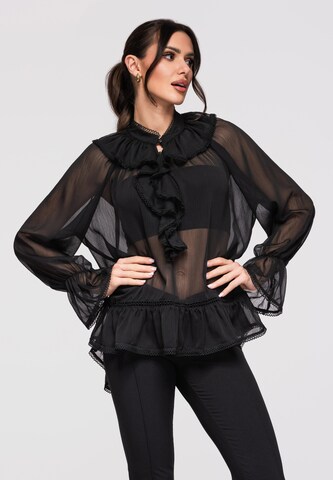 Ombre Blouse in Zwart: voorkant