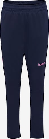 Hummel Regular Workout Pants in Blue: front