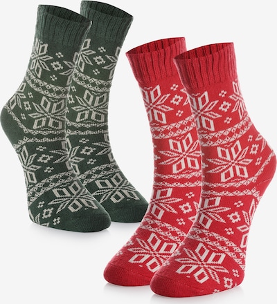 Crea Socks Socken 'Winter' in tanne / rot / weiß, Produktansicht