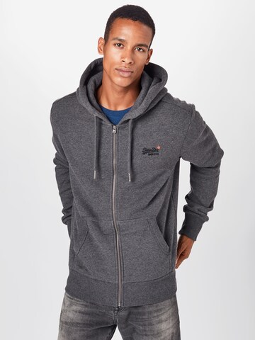 Superdry Zip-Up Hoodie in Grey: front