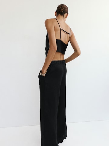 MANGO Wide leg Broek 'SOMA' in Zwart