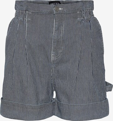 PIECES Широка кройка Панталон с набор 'BILLO' в синьо: отпред
