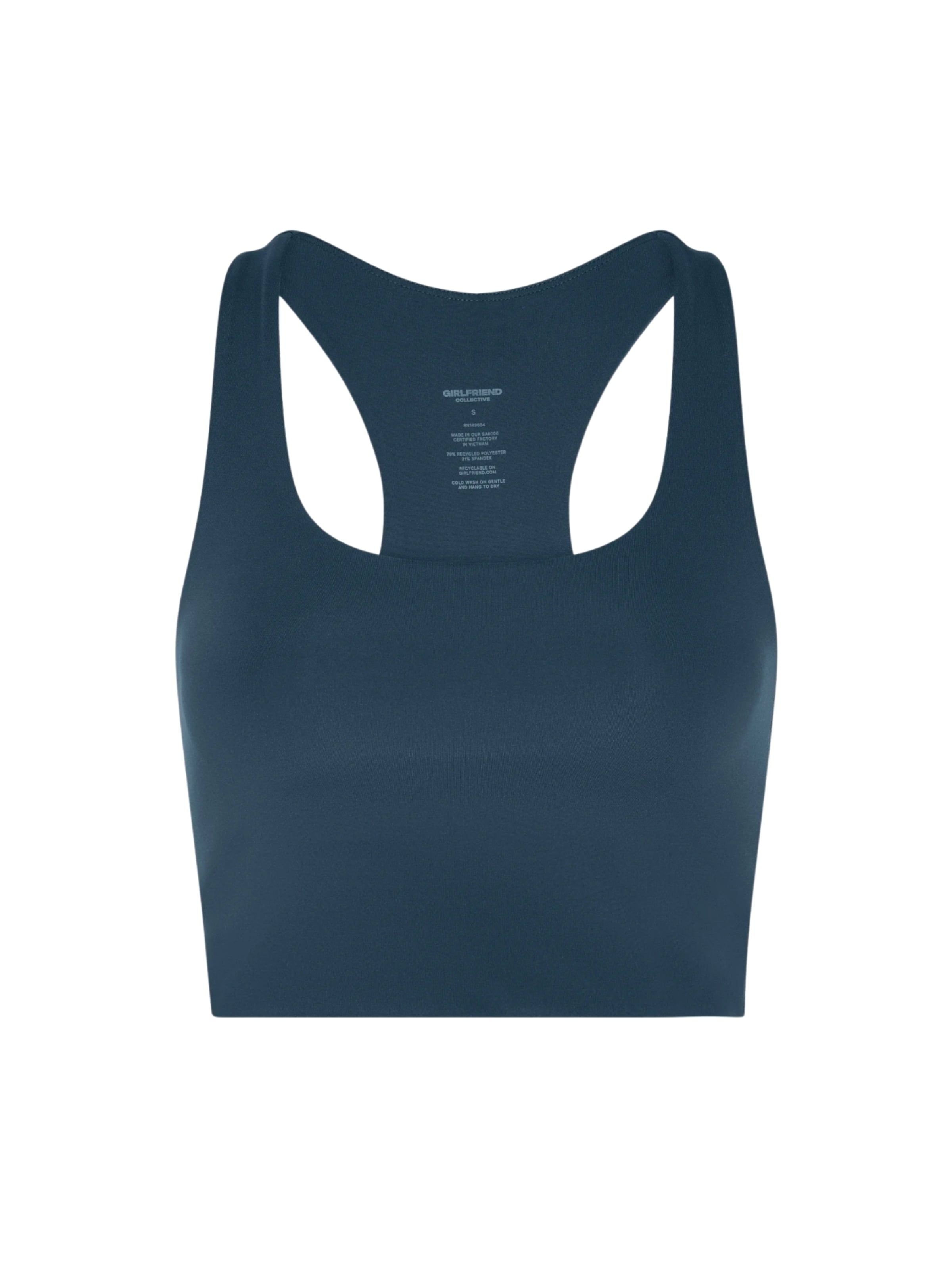 Girlfriend Collective Sportovní podprsenka ' Paloma ' – modrá: přední strana