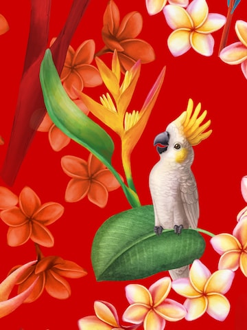 Hawaiihemdshop.de Regular fit Overhemd 'Hawaiihemd "Flower Parrots"' in Rood
