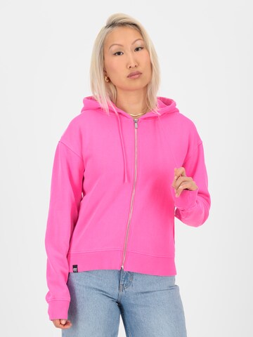 Alife and Kickin - Sudadera con cremallera 'Rana' en rosa: frente