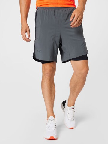 Regular Pantalon de sport 'Launch' UNDER ARMOUR en gris : devant