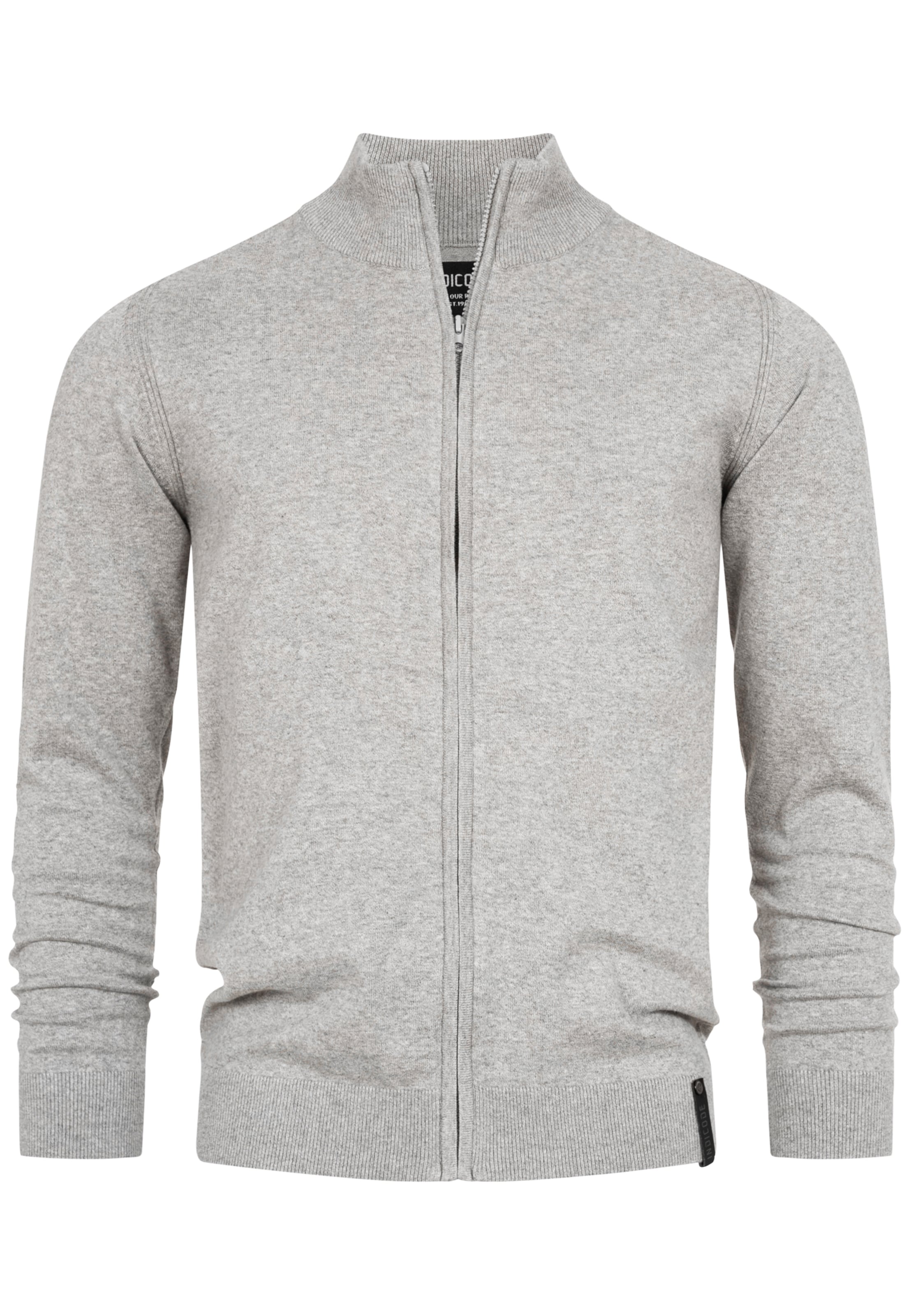 INDICODE JEANS Strickjacke 'Lau' in Grau: Vorderseite