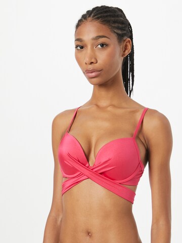 Hunkemöller Koszulkowy Góra bikini 'Grenada' w kolorze różowy