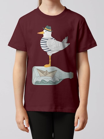 T-Shirt 'Möwe mit Hut' watabout.kids en rouge