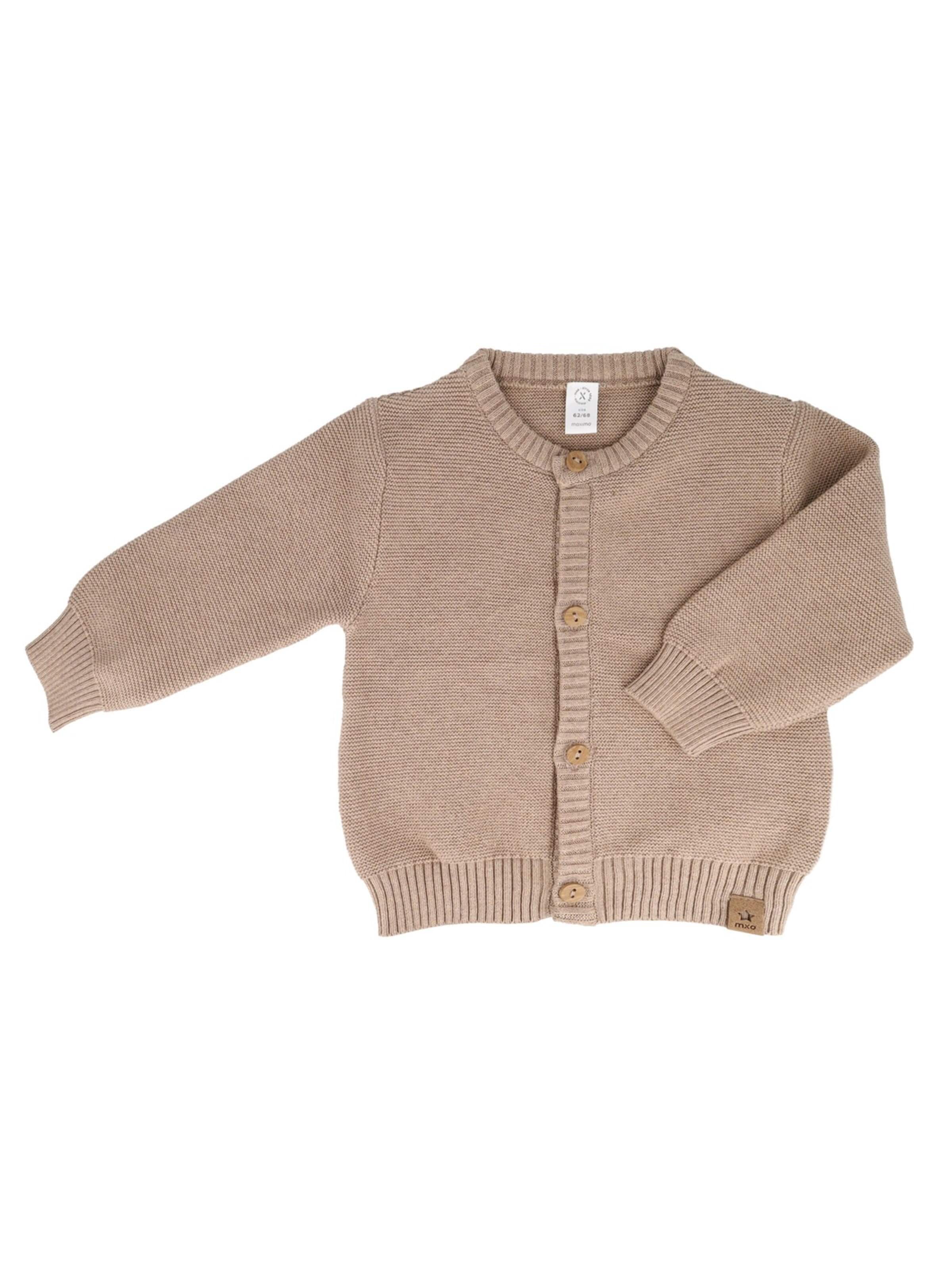 MAXIMO Strickjacke 'GOTS BABY-Strickjacke, Knöpfe'‌ in Braun: Vorderseite