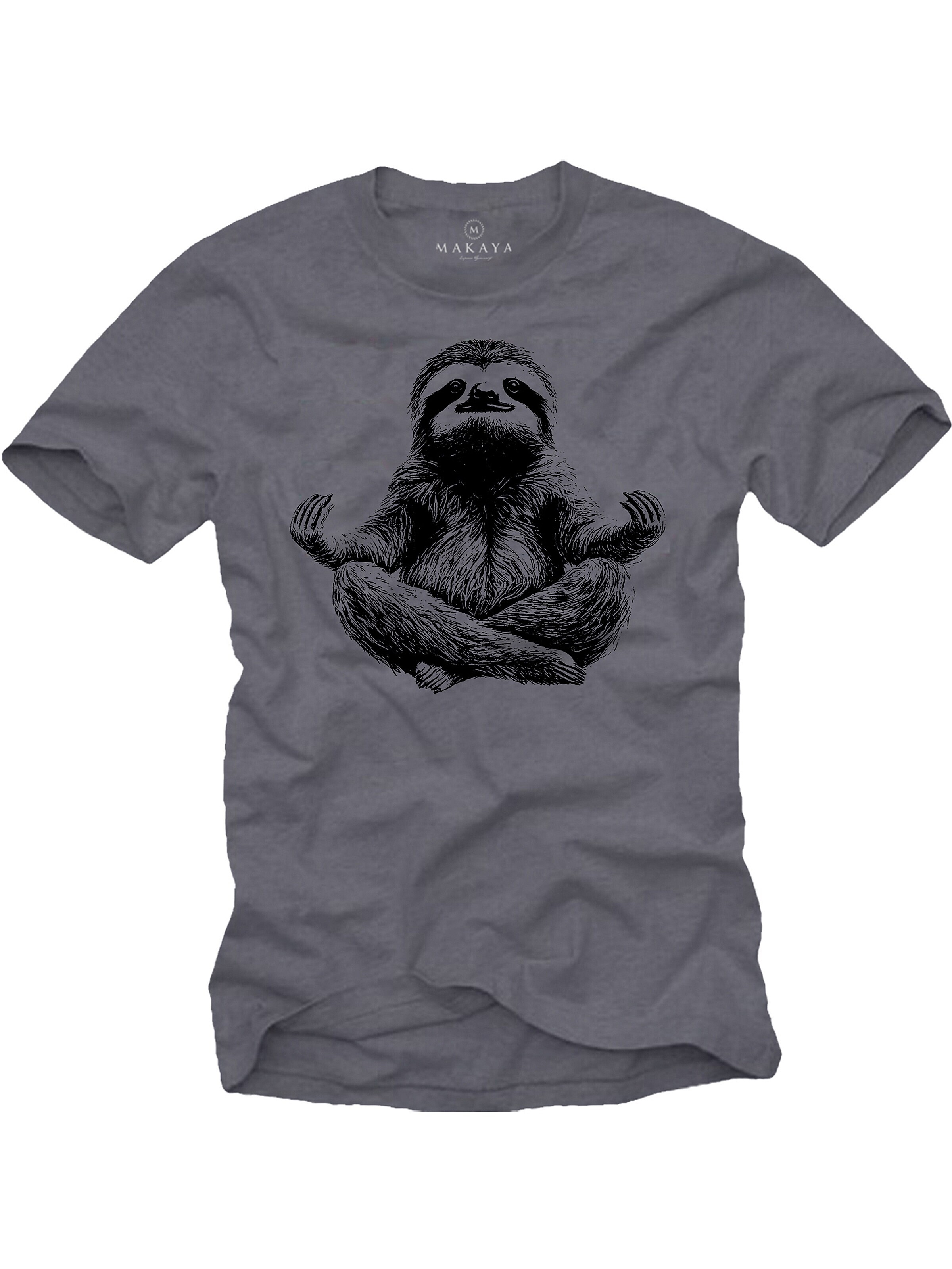MAKAYA Shirt 'Meditation Sloth' in Grey: front