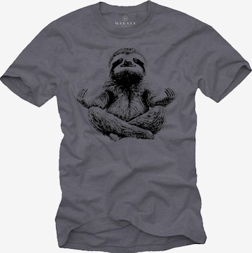 MAKAYA Shirt 'Meditation Sloth' in Grey: front