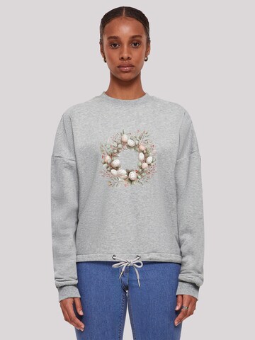 F4NT4STIC Sweatshirt 'Osterkranz Eierkranz Blumenring' in Grijs: voorkant