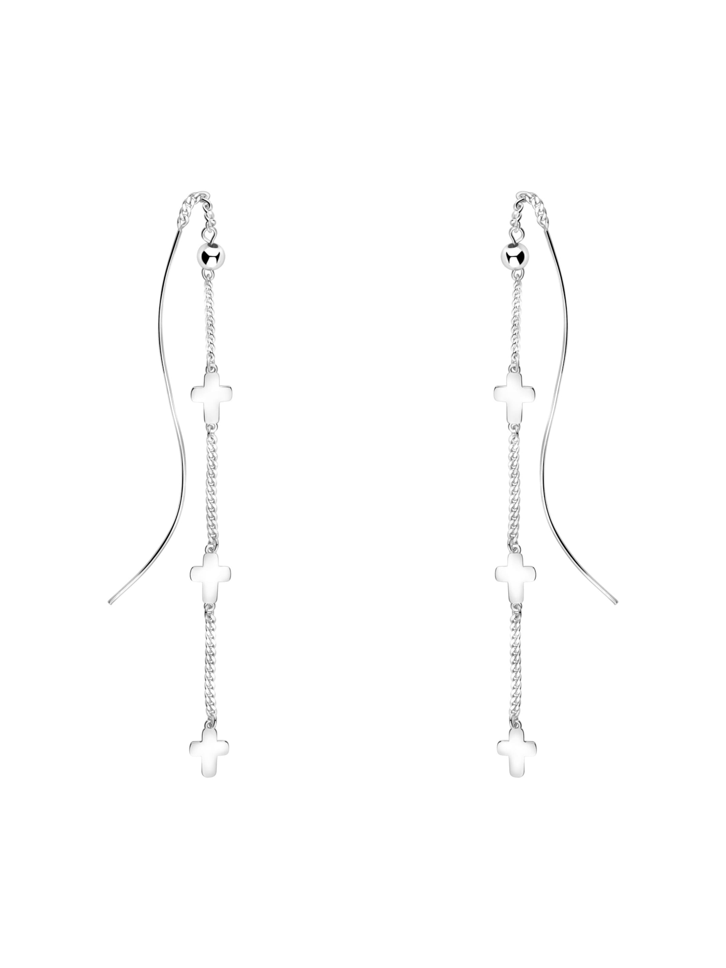 Sofia Milani Earrings 'Cross Ball Chain' in Silver: front
